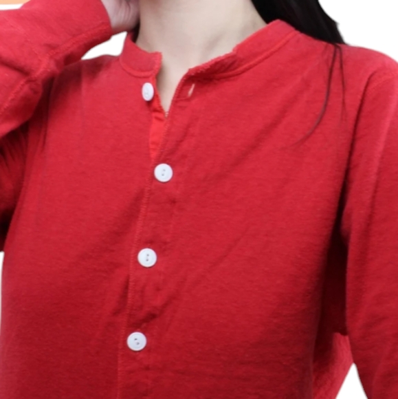 LLBean union suit, red, button front, long sleeved, drop seat, thermal underwear - Picture 5 of 11